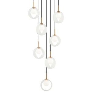 Delcia LED 20.13 inch Aged Gold Brass Pendant Ceiling Light in Aged Gold Brass and Clear