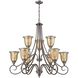 Georgetown 9 Light 36 inch Weathered Zinc with Antique Mercury Chandelier Ceiling Light
