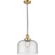 Franklin Restoration X-Large Bell 1 Light 12 inch Satin Gold Mini Pendant Ceiling Light in Seedy Glass, Franklin Restoration