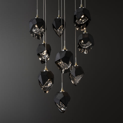 Chrysalis 9 Light 20.5 inch Modern Brass Pendant Ceiling Light in Black Crystal, Small
