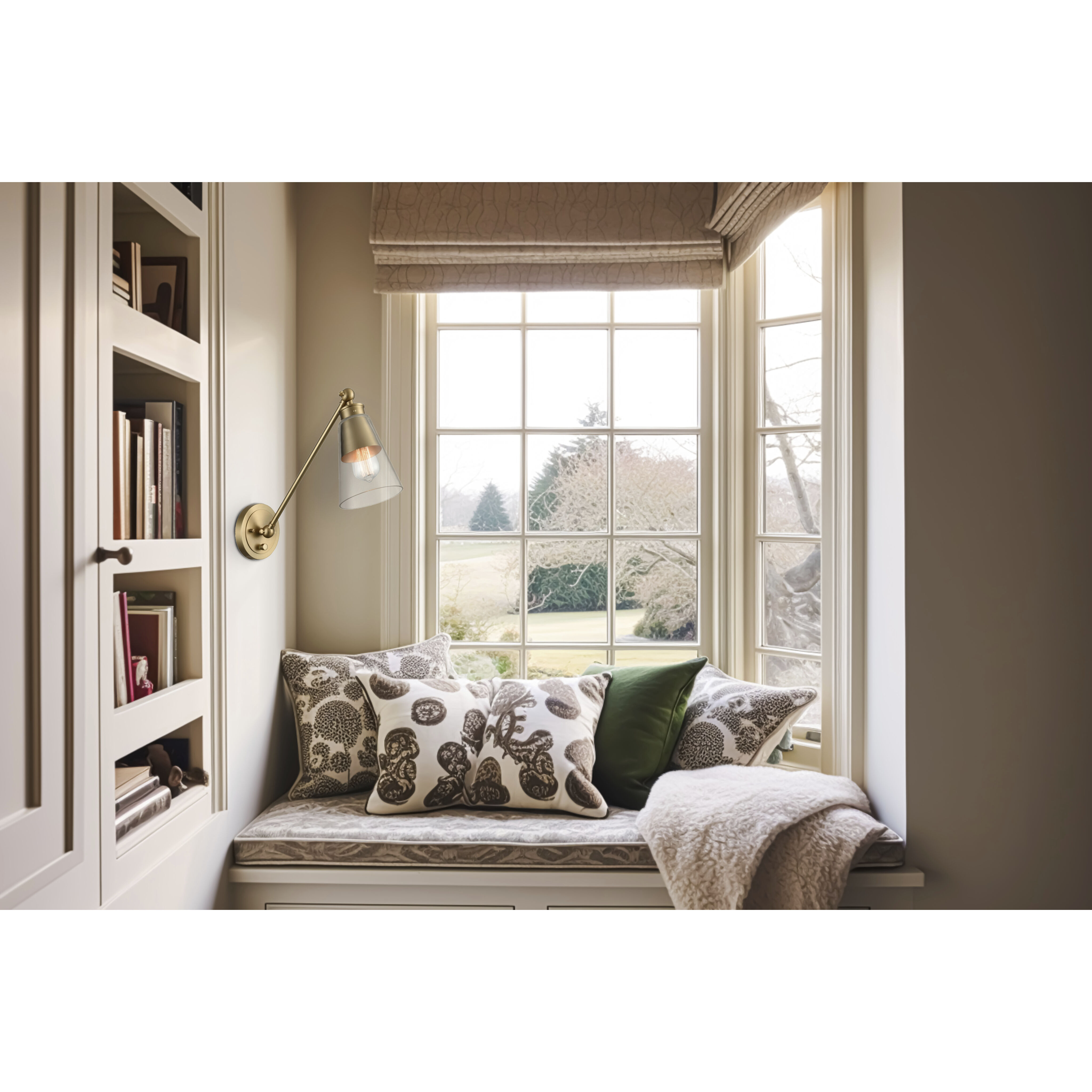 Albany 17.5 inch 60 watt Brushed Gold Swingarm Sconce Wall Light