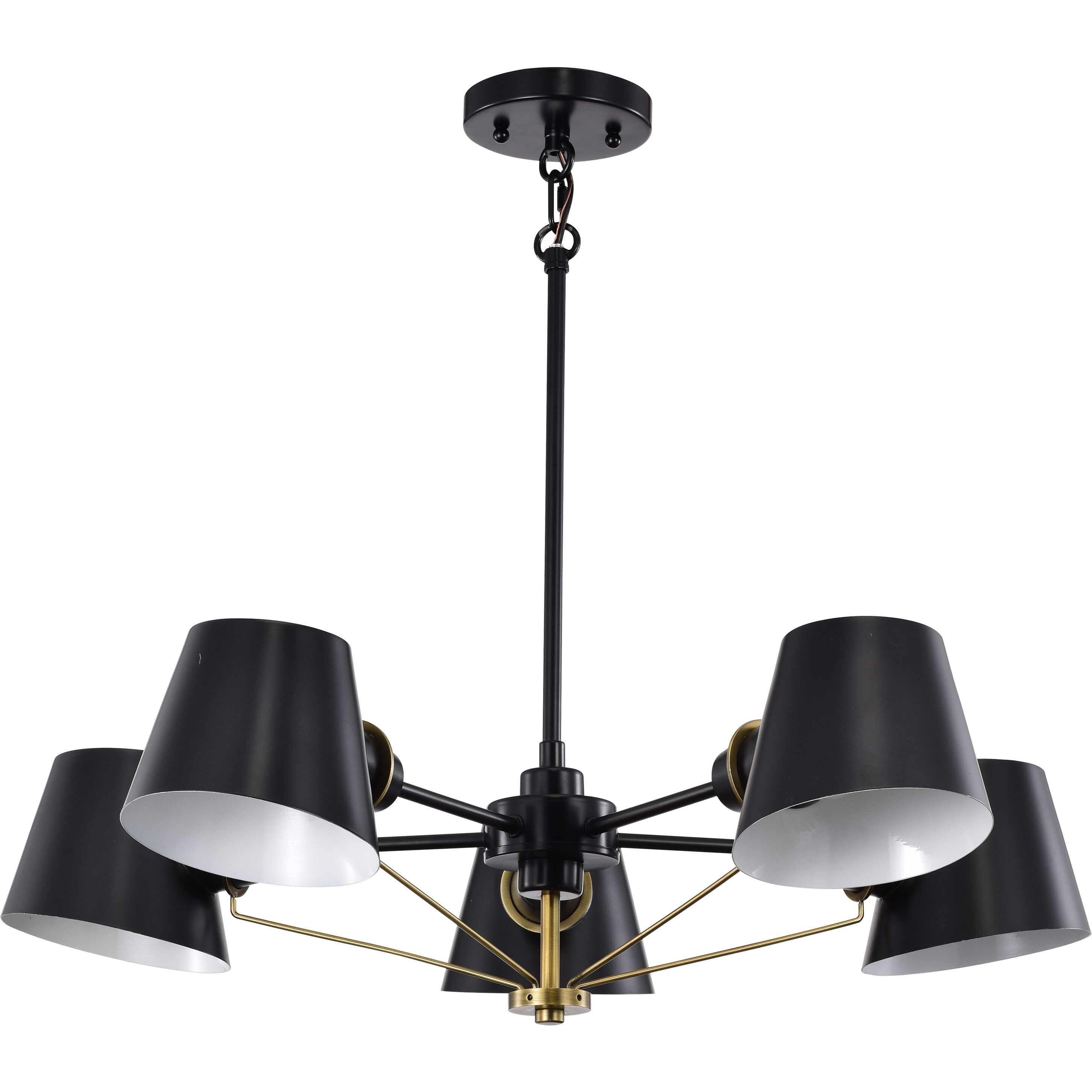 Baxter 5 Light 28 inch Black/Burnished Brass Chandelier Ceiling Light