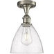 Ballston Dome LED 7.5 inch Brushed Satin Nickel Semi-Flush Mount Ceiling Light in Seedy Glass