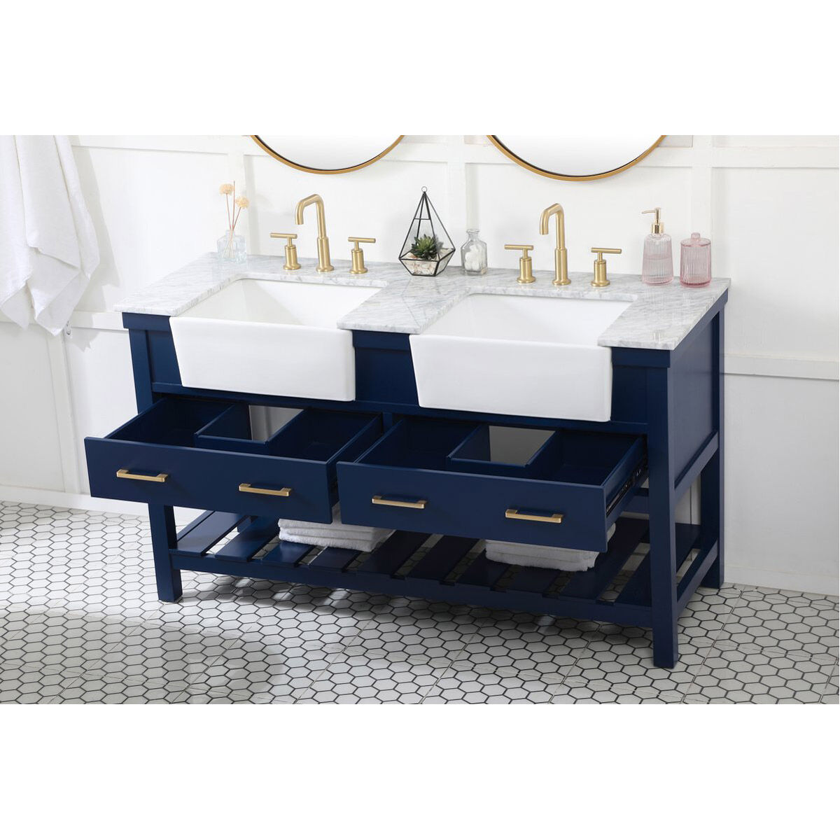 Clement 60 X 22 X 34.13 inch Blue Bathroom Vanity Cabinet