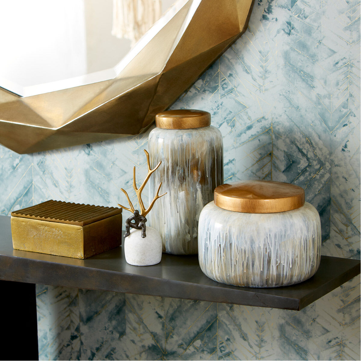 Spirit Drip Olive Glaze Container