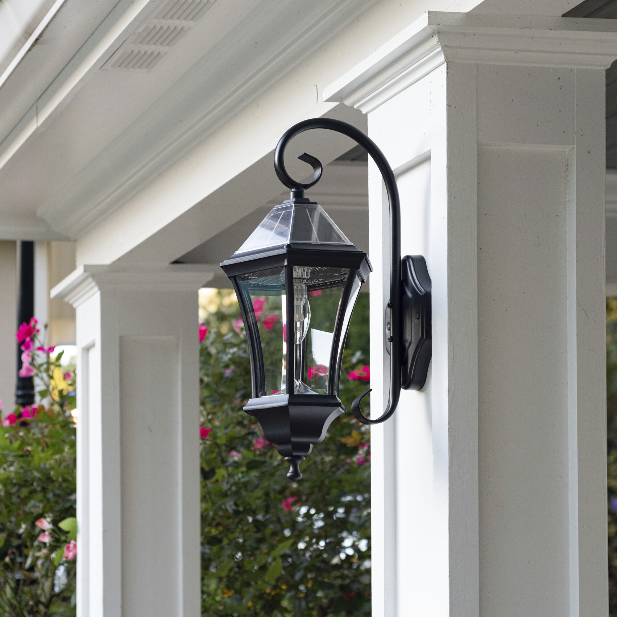 Victorian 21.25 inch Black Outdoor Wall Sconce, Solar