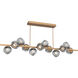 Luna LED 72 inch Novel Brass Chandelier Ceiling Light in 2700K LED, Floret Inner - Smoke Outer, Twisted Branch