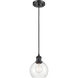 Ballston Athens LED 6 inch Matte Black Mini Pendant Ceiling Light in Clear Glass, Black Textured