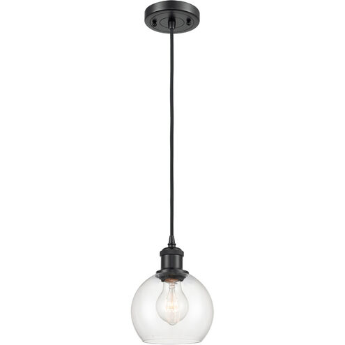 Ballston Athens LED 6 inch Matte Black Mini Pendant Ceiling Light in Clear Glass, Black Textured