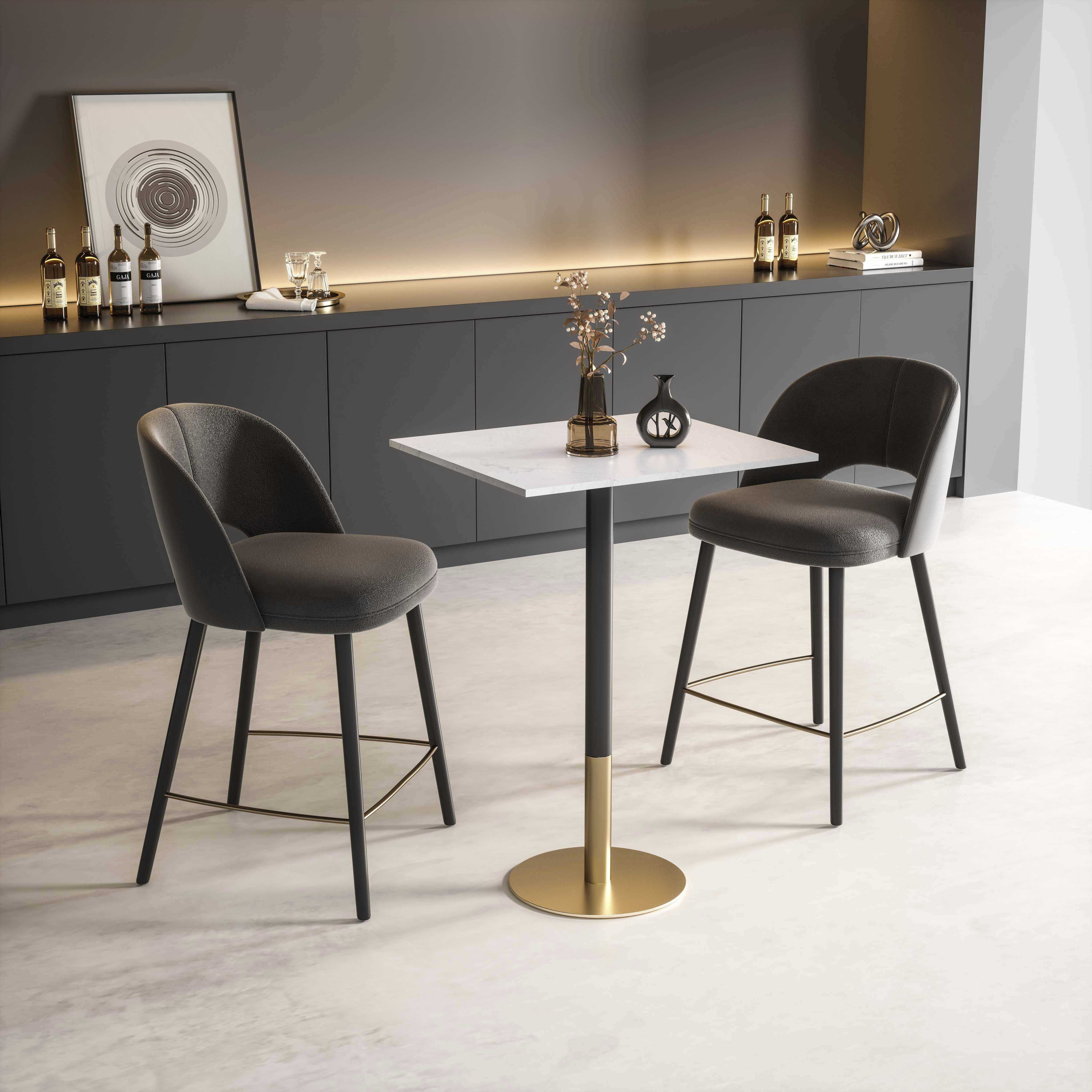 Ronan 39.5 X 28 inch White and Gold Pub Table