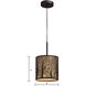 Woodland Sunrise 1 Light 8 inch Aged Bronze Mini Pendant Ceiling Light