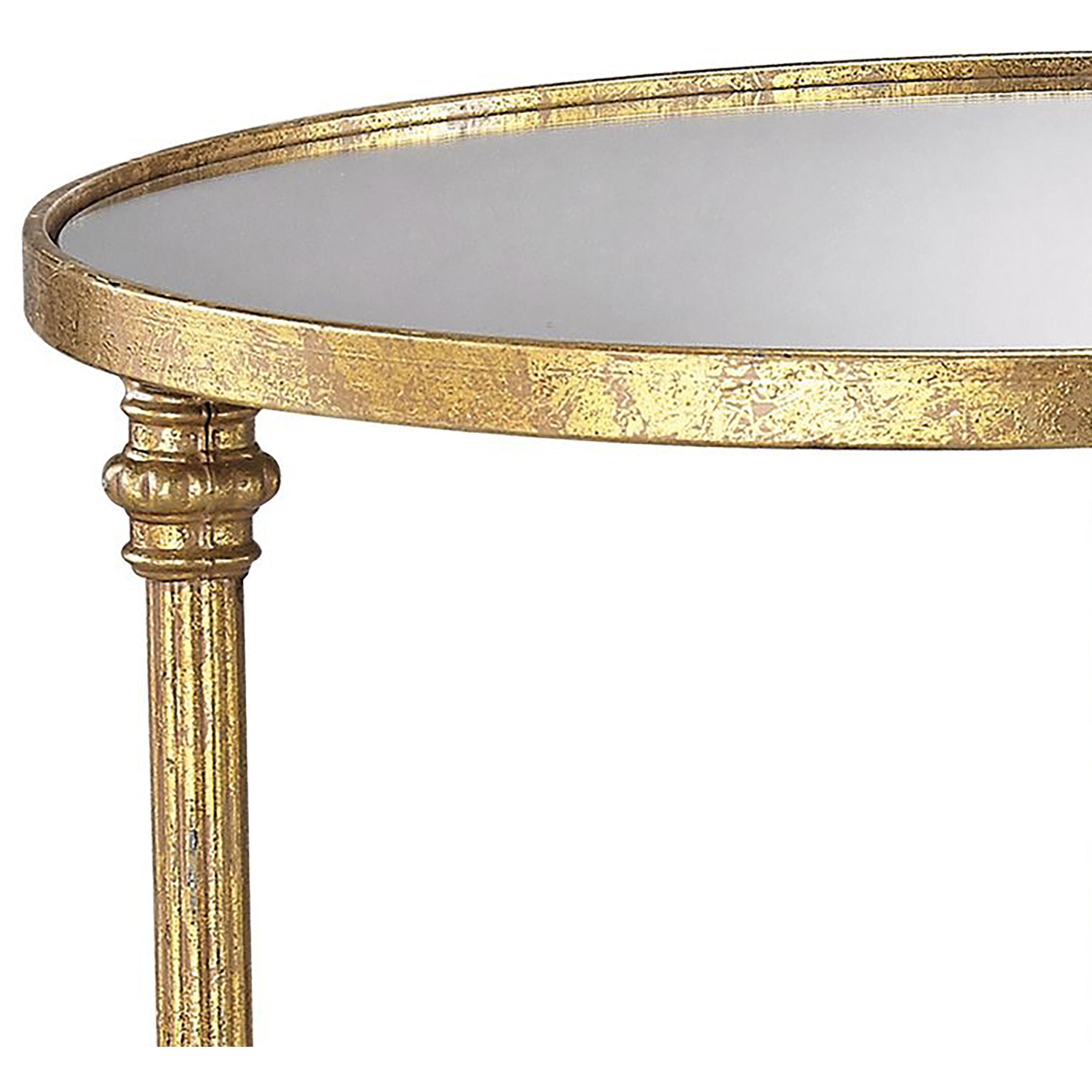 Alcazar 25 X 18 inch Antique Gold with Mirror Accent Table, Set of 2