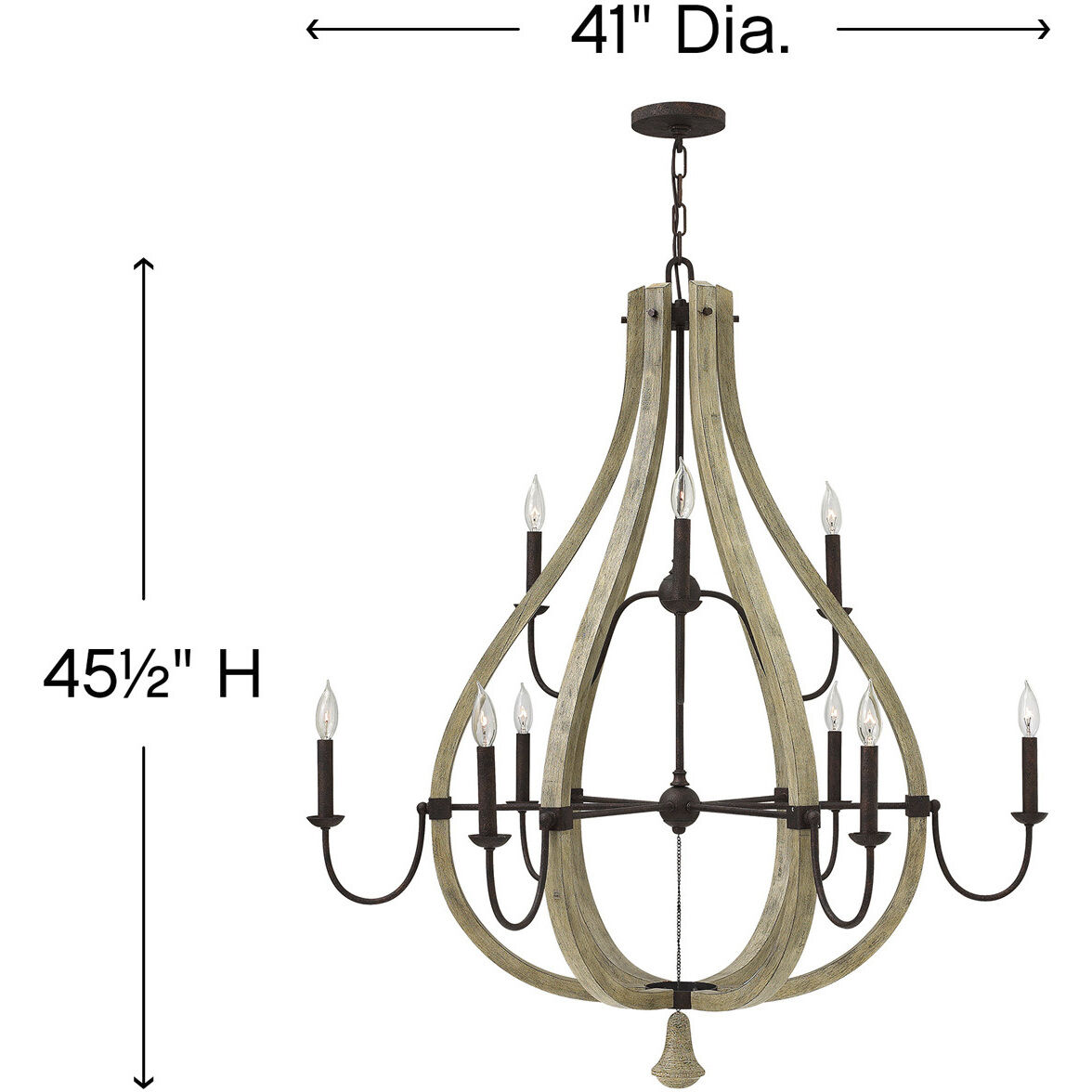Middlefield LED 41 inch Iron Rust Chandelier Ceiling Light