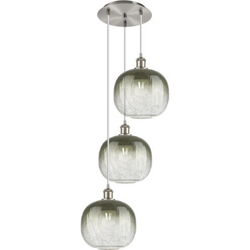 Ballston Brookhaven Sphere 3 Light 17 inch Brushed Satin Nickel Multi Pendant Ceiling Light in Slate Glass