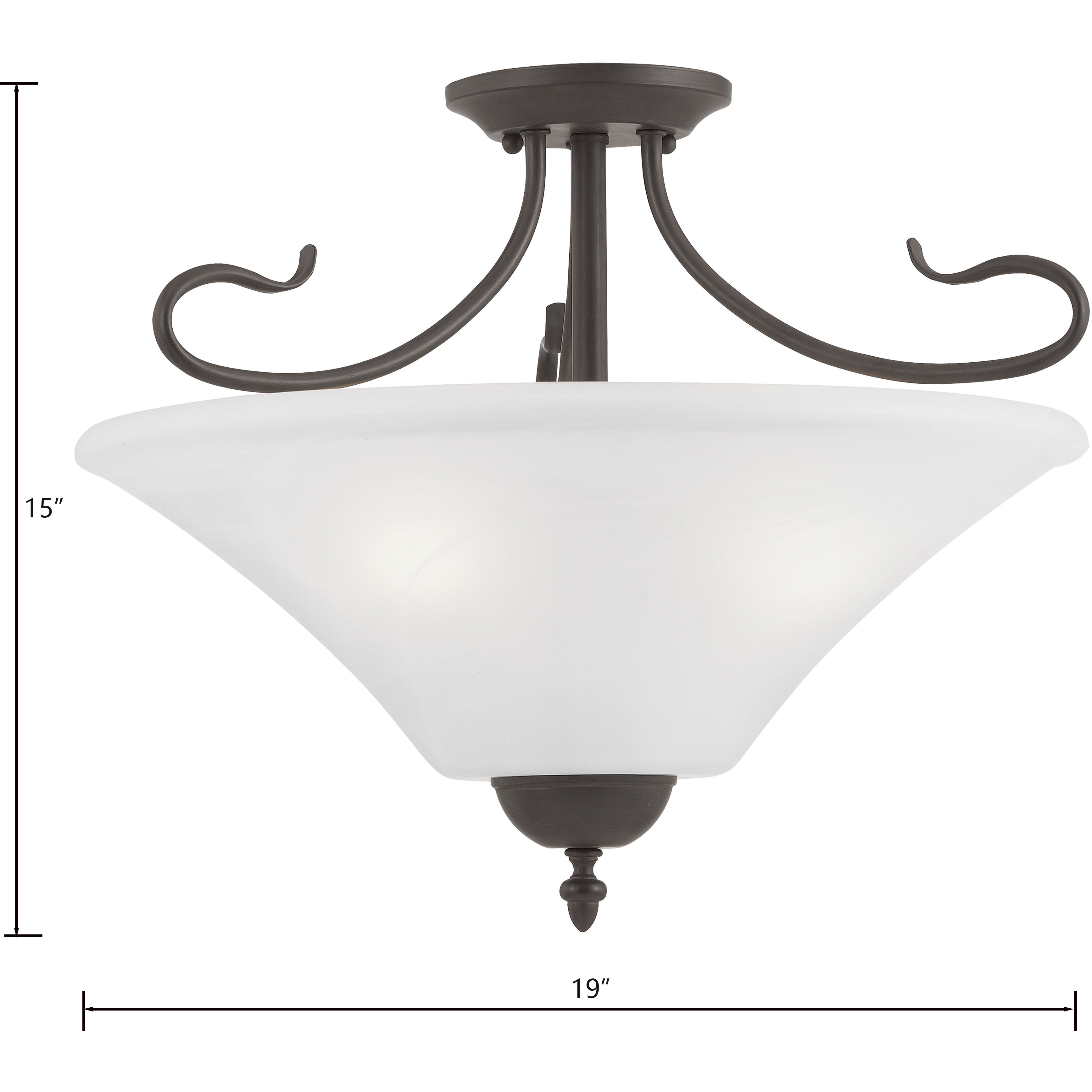 Elipse 3 Light 19 inch Painted Bronze Semi Flush Mount Ceiling Light