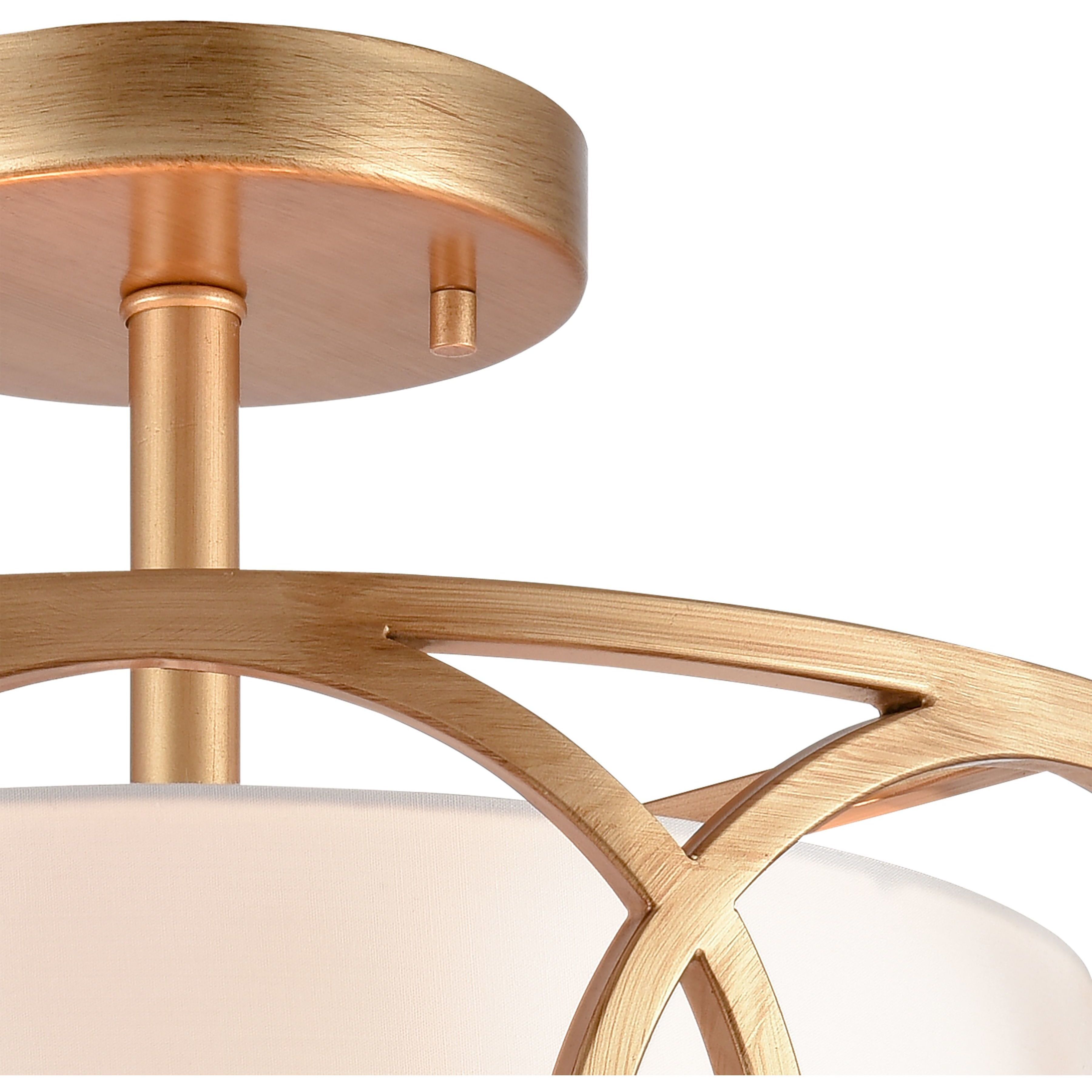 Ringlets 2 Light 16 inch Matte Gold Semi Flush Mount Ceiling Light