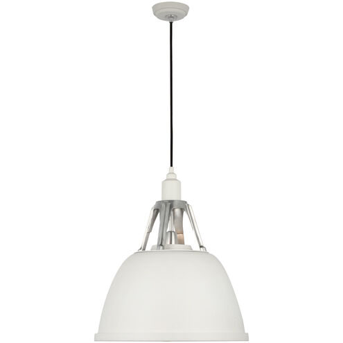 Thomas O'Brien Gunner LED 18 inch White and Polished Aluminum Pendant Ceiling Light
