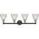 Conesus 4 Light 33 inch Black Antique Brass and Clear Crackle Bath Vanity Light Wall Light