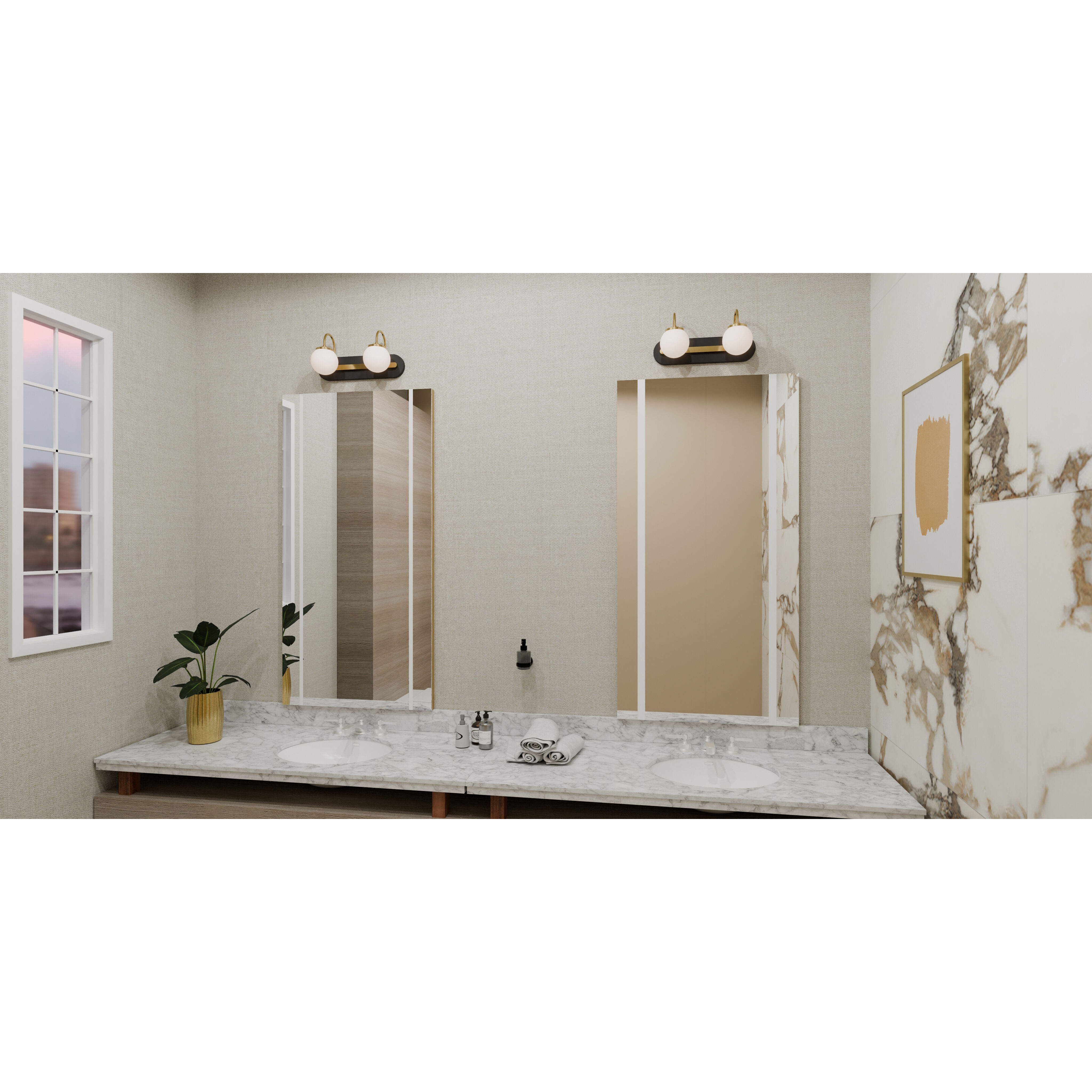 Desmond 2 Light 18 inch Matte Black Bath Light Wall Light, Medium