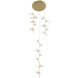 Hampton LED 26 inch Brushed Brass Multi Port Pendant Ceiling Light in Clear Glass