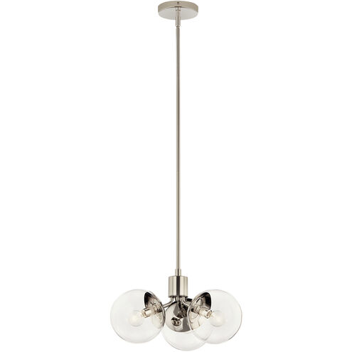 Silvarious 3 Light Polished Nickel Chandelier/Semi Flush Ceiling Light
