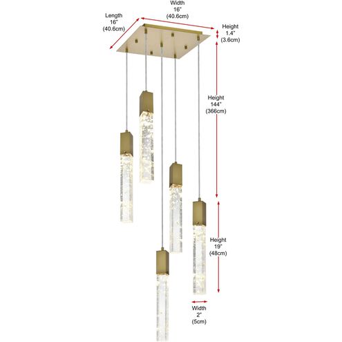 Aurora 5 Light 16 inch Satin Gold Pendant Ceiling Light