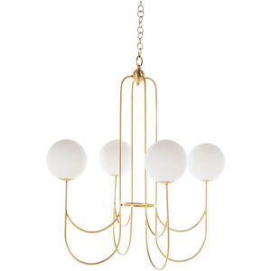 Granville 4 Light 34 inch Brass / Matte Frosted Glass Chandelier Ceiling Light