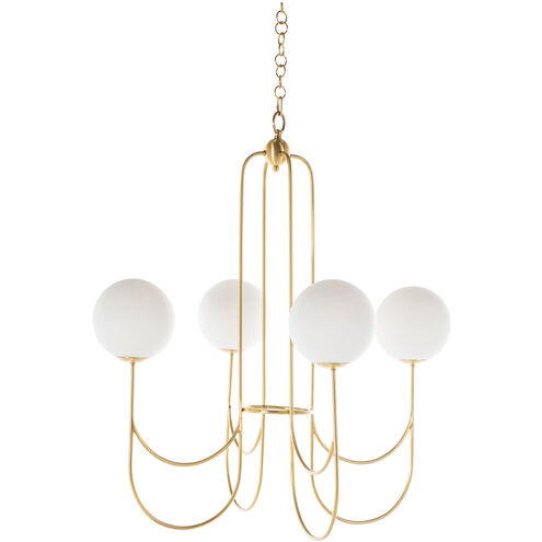 Granville 4 Light 34 inch Brass / Matte Frosted Glass Chandelier Ceiling Light