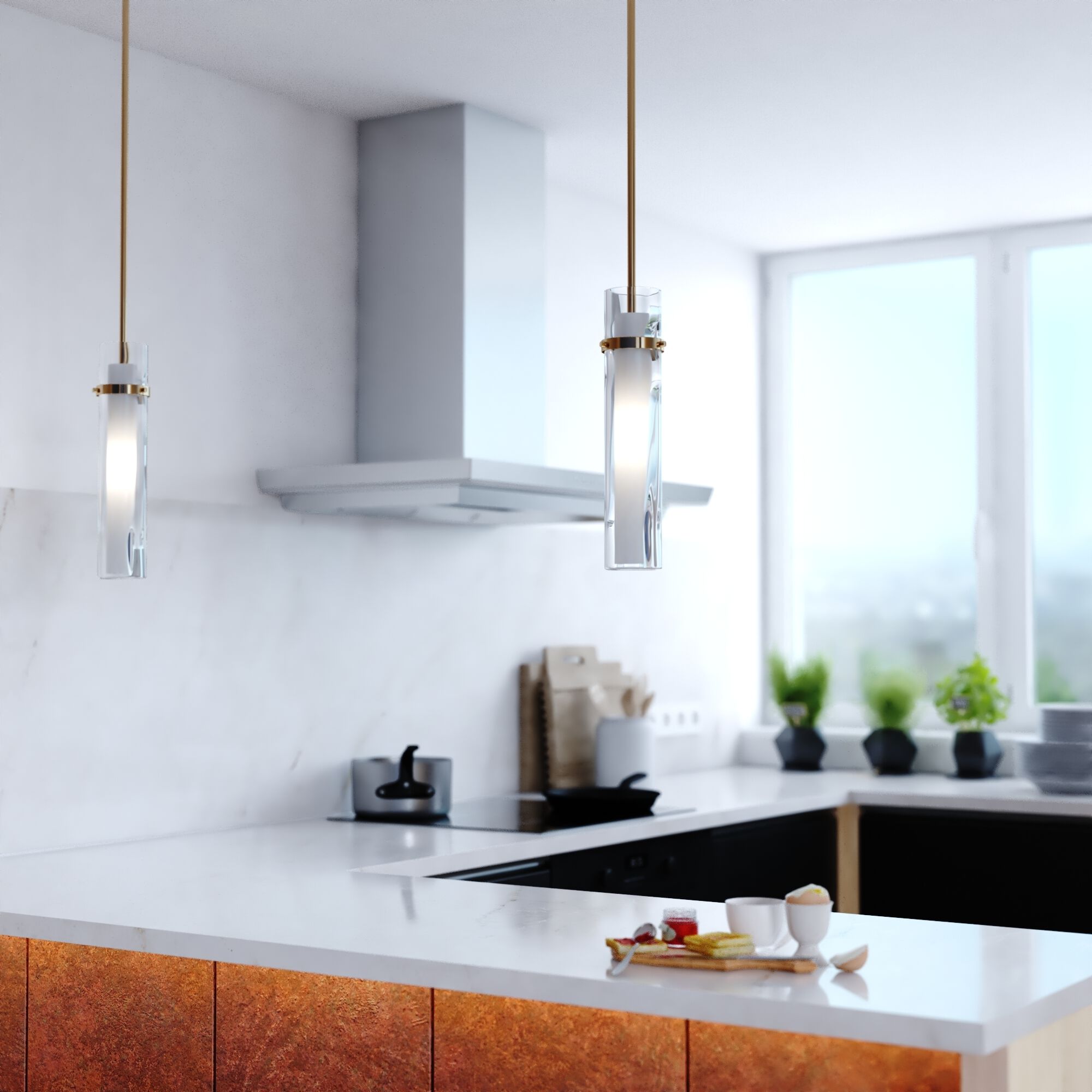 Vilo LED 4.5 inch Golden Brass Mini Pendant Ceiling Light