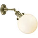 Franklin Restoration Large Beacon 1 Light 8 inch Antique Brass Sconce Wall Light in Cased Matte White Glass, Franklin Restoration