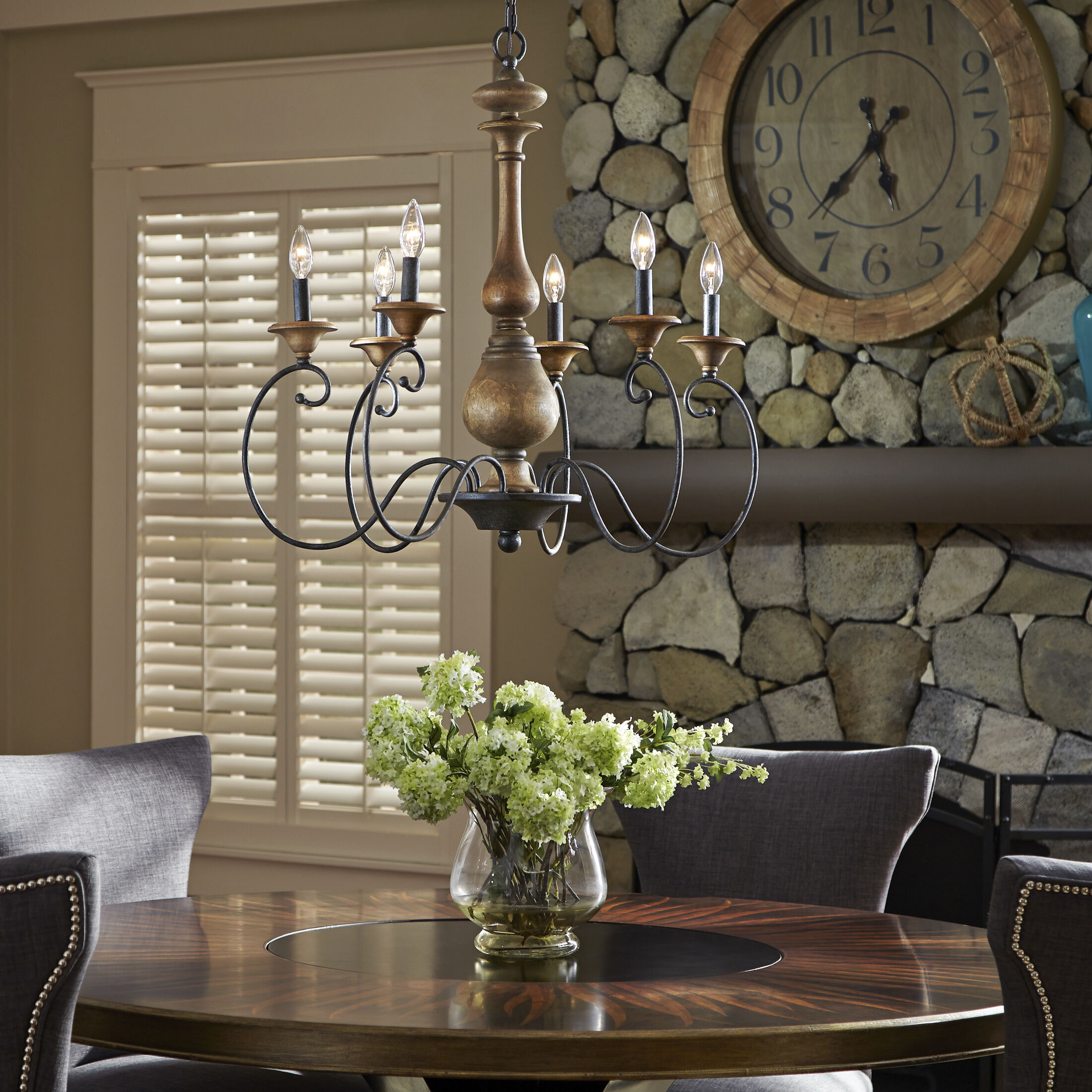 Auburn 6 Light 28 inch Rustic Black Chandelier Ceiling Light