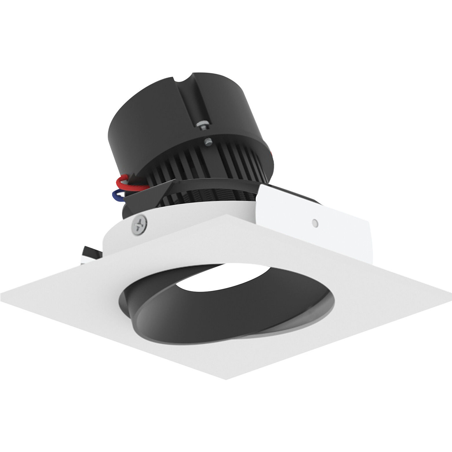 Pearl Black Reflector / Warm White Flange LED Square Adjustable Cone Retrofit in 4000K, Black / Warm White, 4" Retrofit