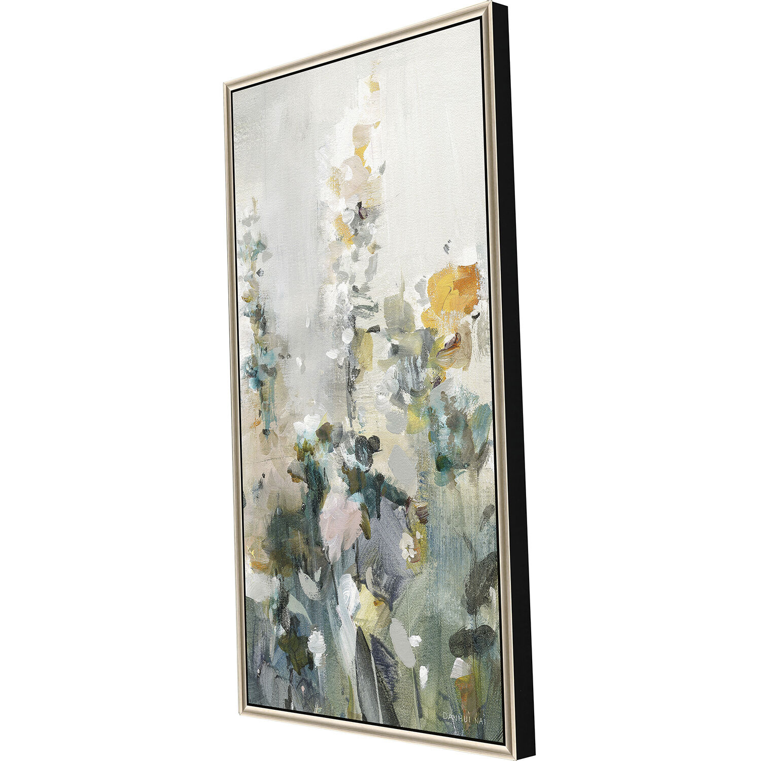 Rustic Garden Blue and Green and Orange and White Canvas