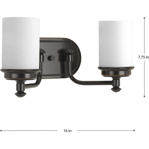 Glide 2 Light 16 inch Rubbed Bronze Bath Vanity Wall Light, Design Series