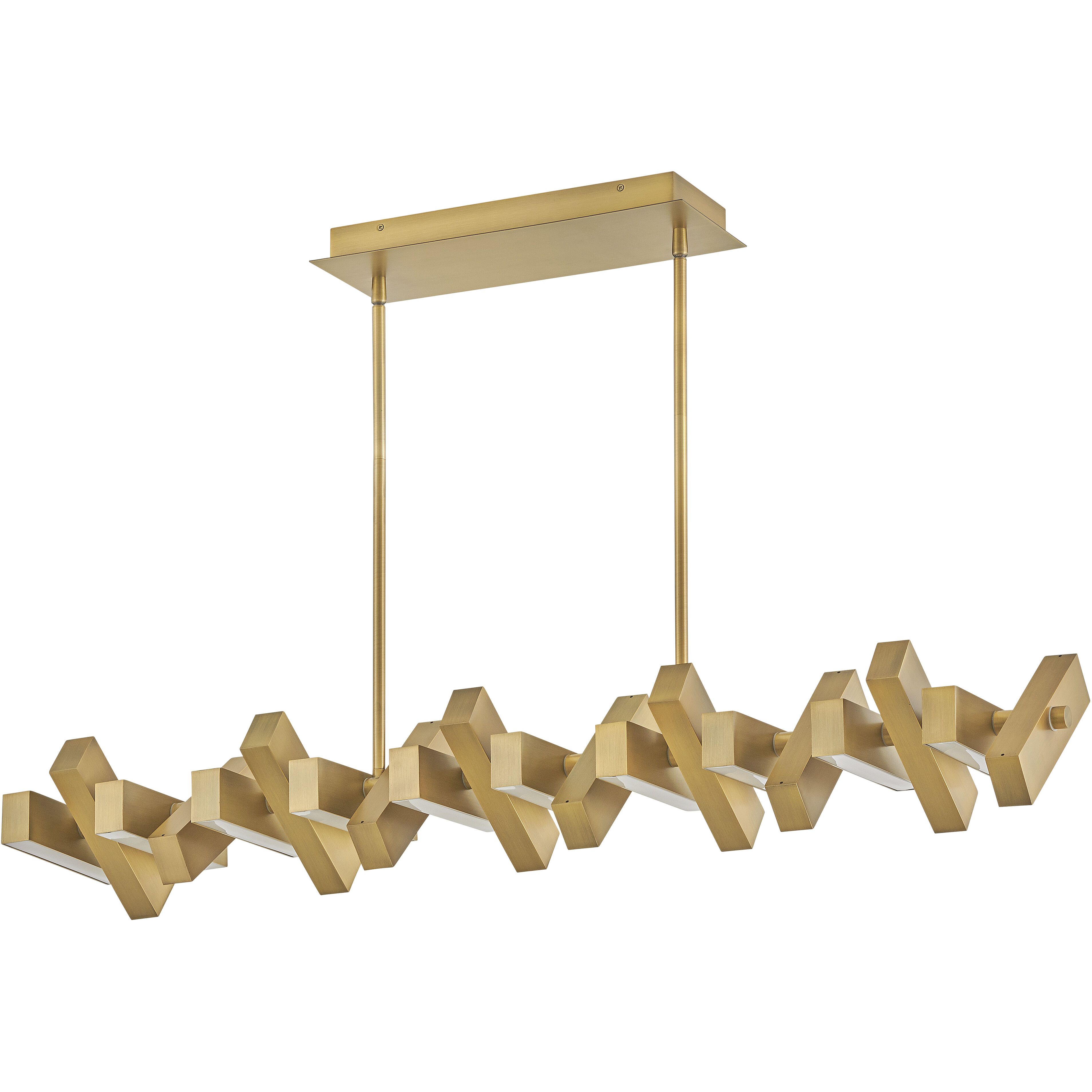 Stitch LED 42 inch Lacquered Brass Chandelier Ceiling Light, Linear & Oval