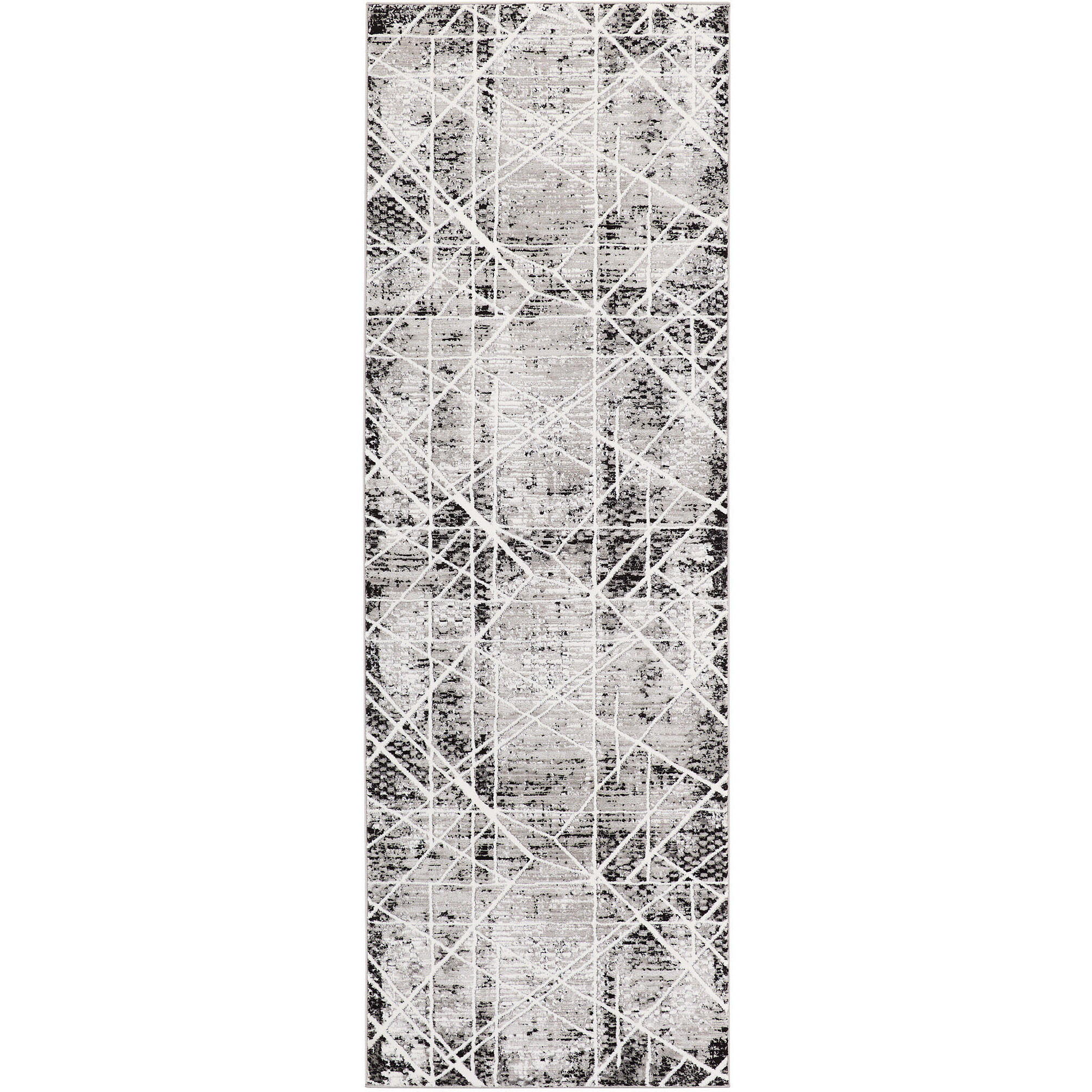 Sesia 94 X 32 inch Black/White Rug in 2 x 8