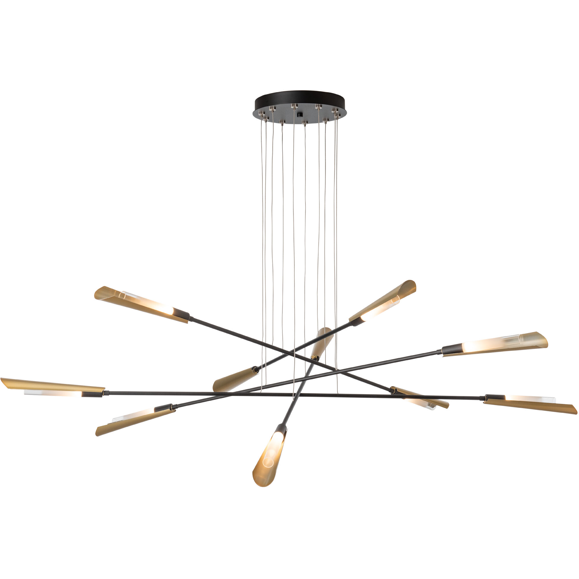 Flight 10 Light 73.2 inch Black/Modern Brass Pendant Ceiling Light