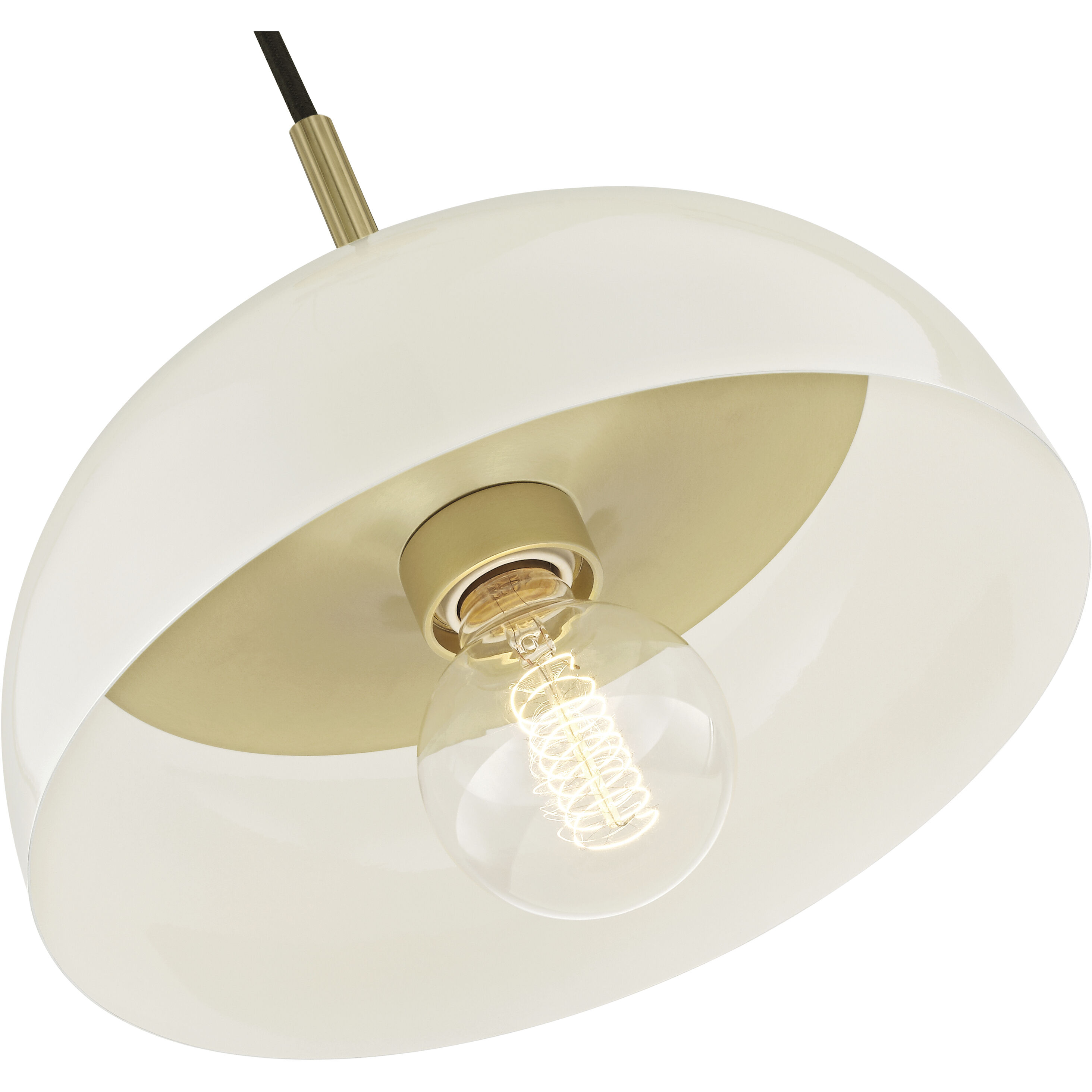 Avery 1 Light 14 inch Aged Brass Pendant Ceiling Light in Cream Metal