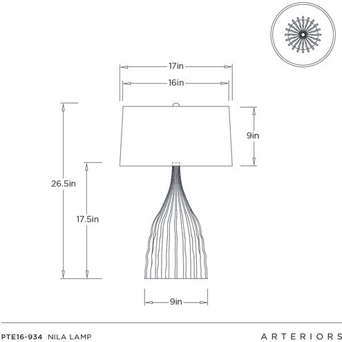 Nyla 26.5 inch 150.00 watt Dark Green Reactive and Polished Nickel Table Lamp Portable Light