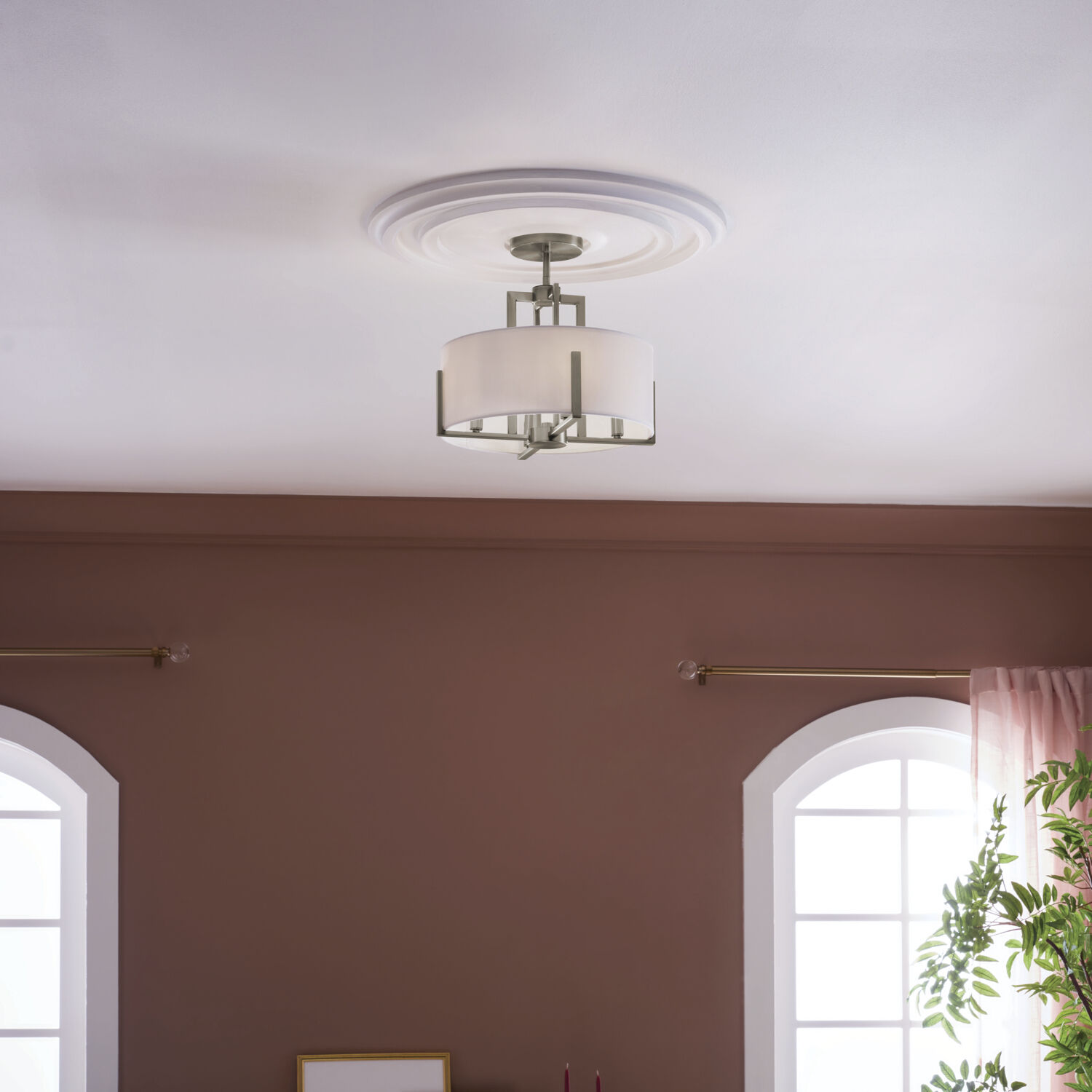 Malen LED 15.5 inch Classic Pewter Semi Flush Mount Ceiling Light