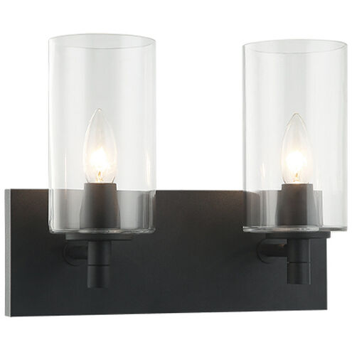 Candela Wall Sconce Wall Light in Matte Black and Clear