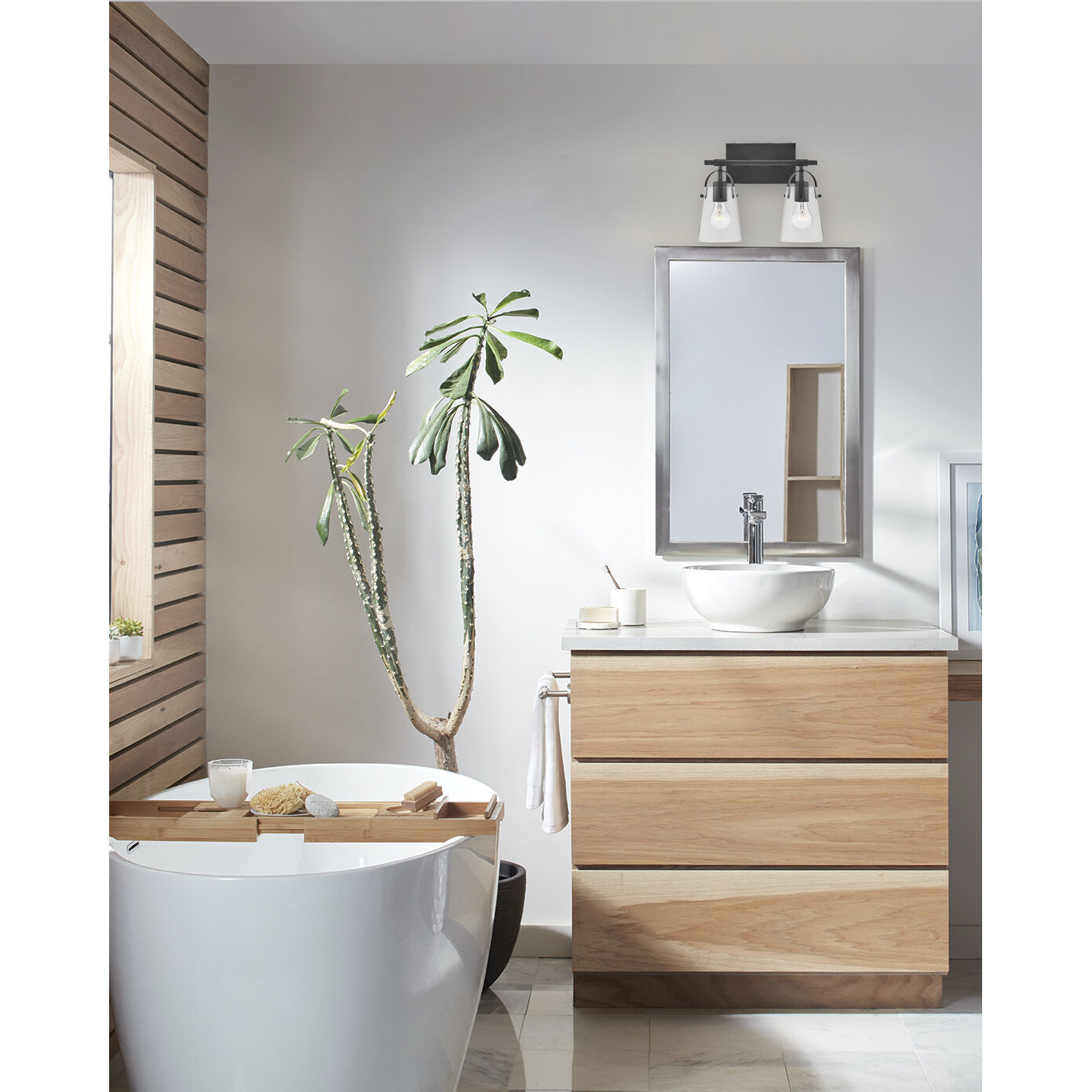 Foster 2 Light 13.75 inch Black Vanity Light Wall Light in Clear