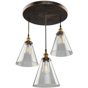 Greenwich 3 Light 19 inch Bronze and Copper Pendant Ceiling Light