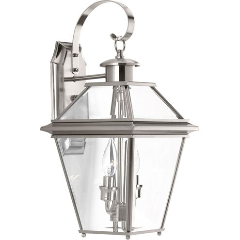 Burlington 2 Light 19 inch Brushed Nickel Outdoor Wall Lantern, Medium