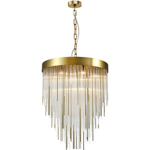 Waterfall 9 Light 24 inch Aged Brass Chandelier Ceiling Light
