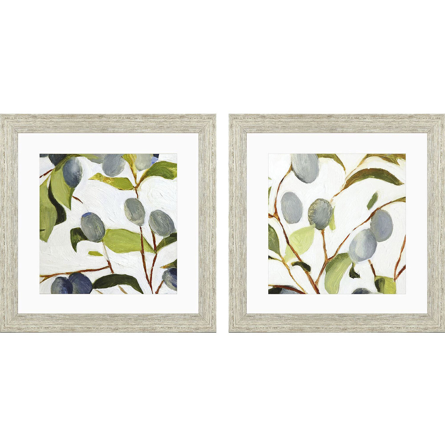 Olive Branches Green and Blue and Gray Framed Art, Propac