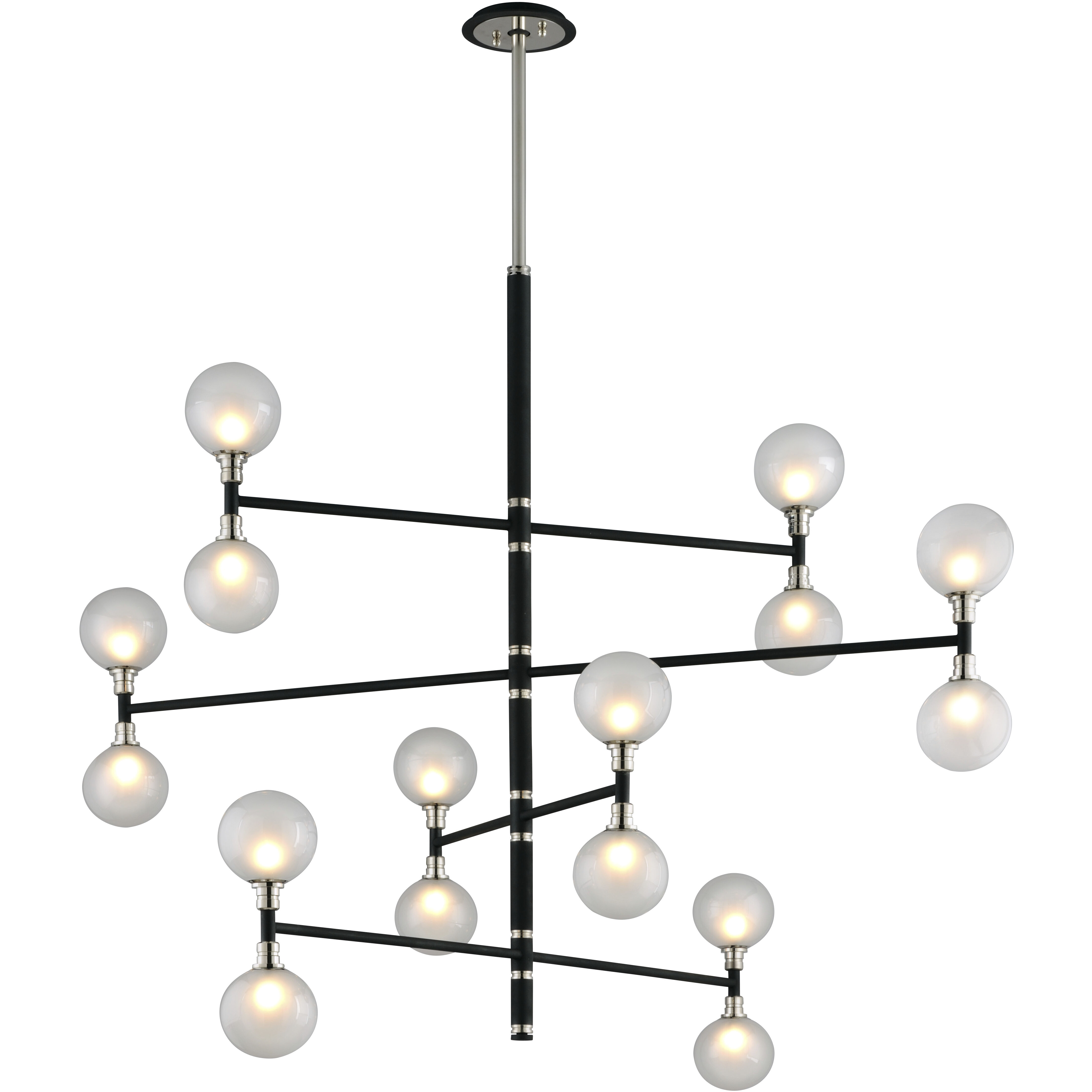 Andromeda 16 Light 56 inch Carbide Black and Polished Nickel Chandelier Ceiling Light