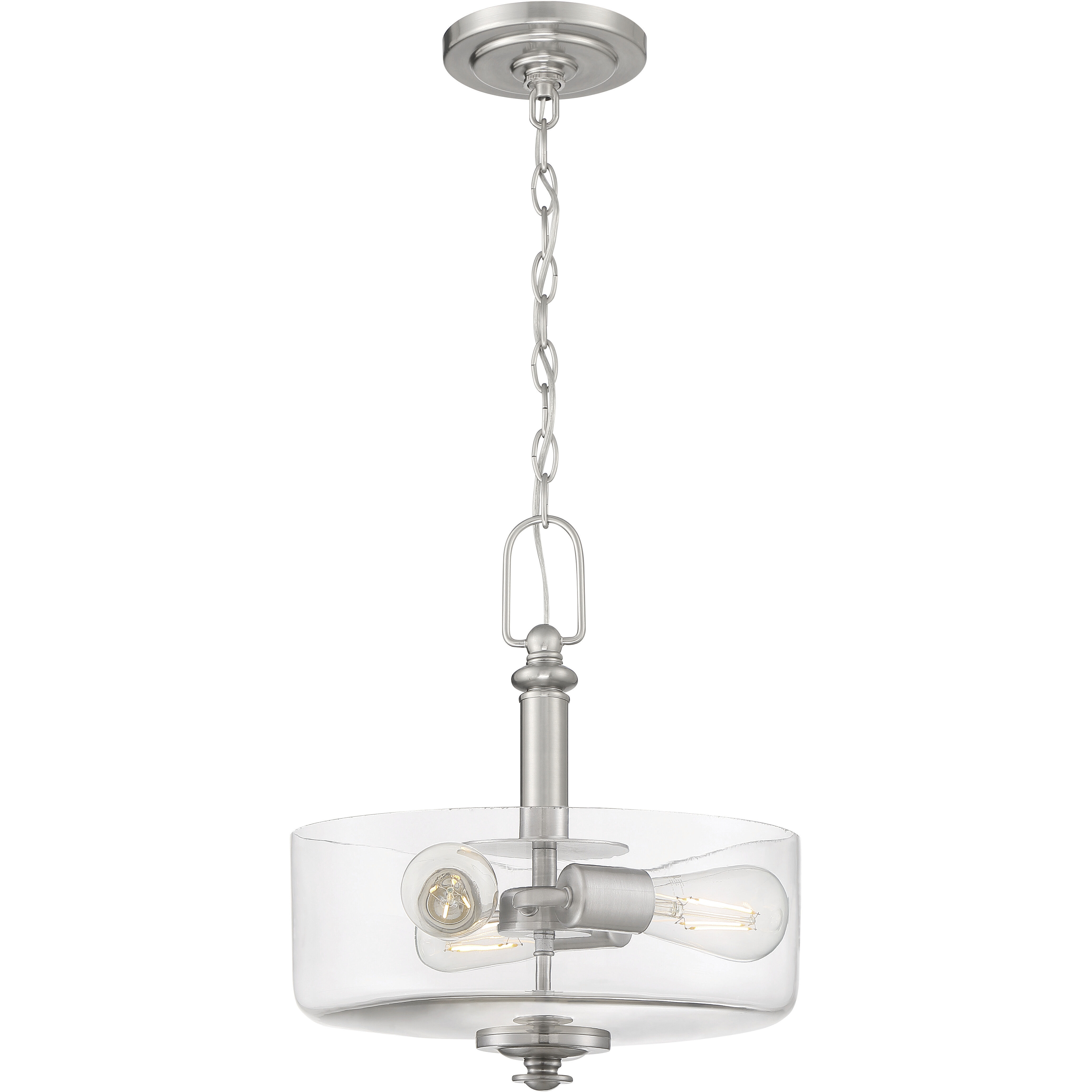 Neighborhood Dardyn 3 Light 13 inch Brushed Polished Nickel Convertible Semi Flush Ceiling Light in White Frosted Glass, Convertible to Pendant