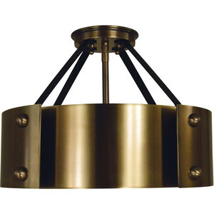 Lasalle 6 Light 15 inch Antique Brass with Matte Black Accents Semi-Flush Mount Ceiling Light