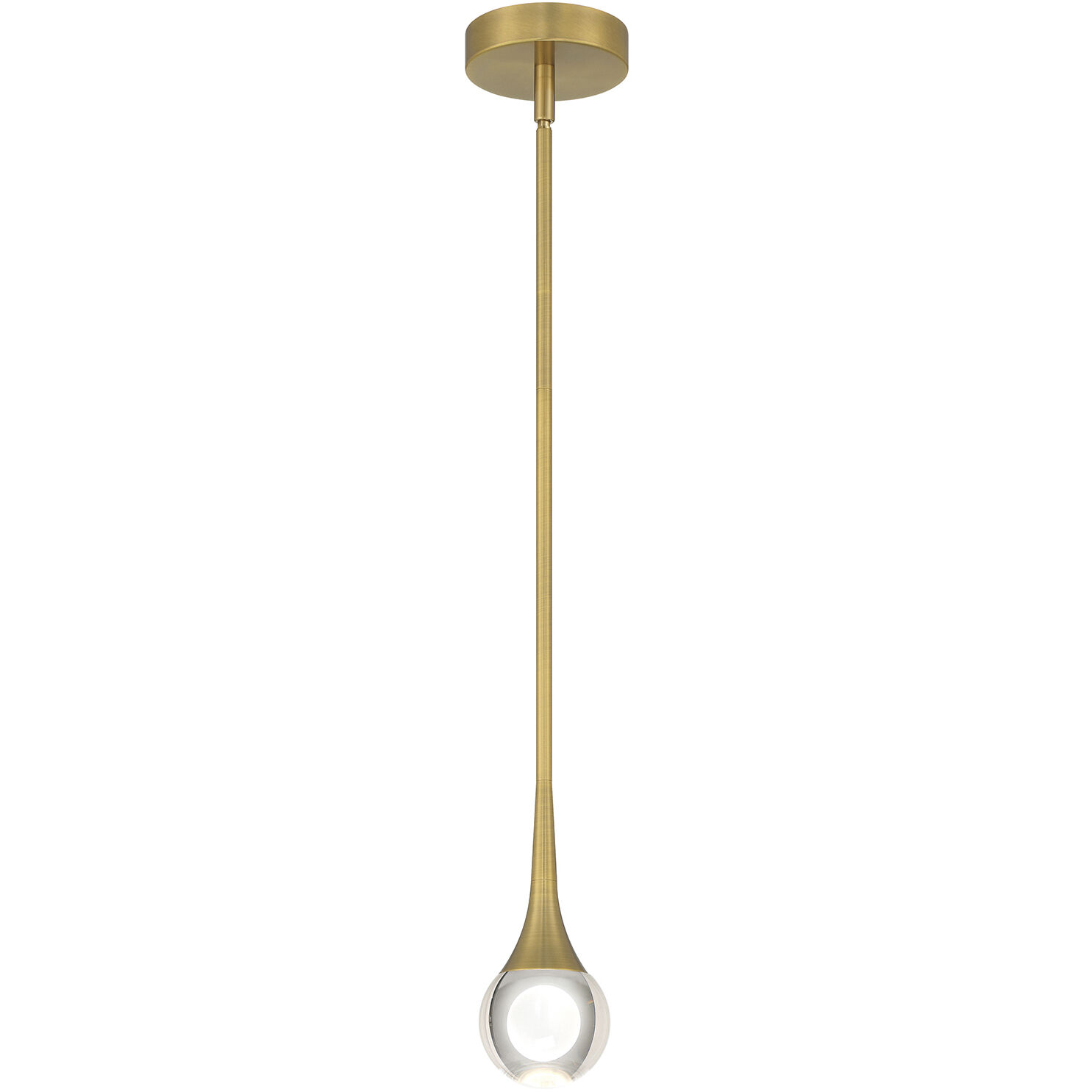 Georgia LED 4 inch Antique Brushed Brass and Crystal Clear Pendant Ceiling Light
